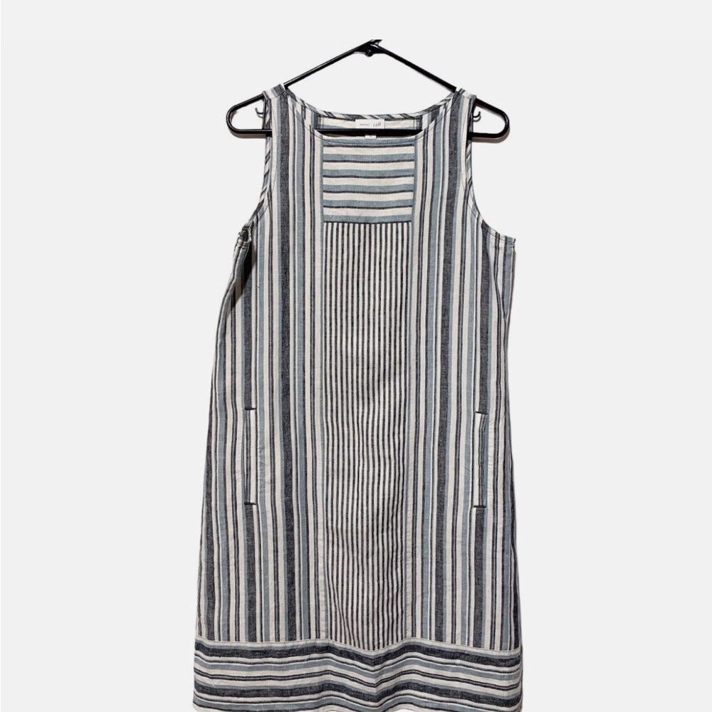 J.Jill Stripe White Grey Sleeveless Dress - Picture 1 of 8